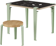 Bureau enfant blanc et verte ardoise 70 x 50 cm Vice Versa et tabouret chêne vert Mini Lou - Tiptoe - The Cool Republic