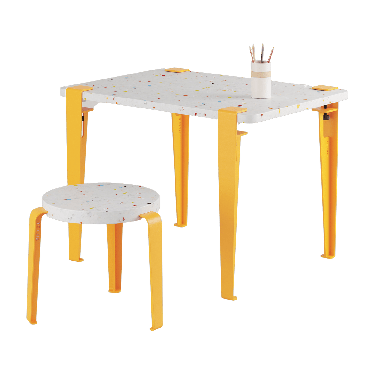 Bureau recycled plastic child 70 x 50 cm yellow Tutti Frutti and yellow stool Mini Lou - Tiptoe - The Cool Republic