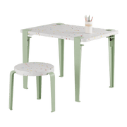 Bureau enfant plastique recyclé 70 x 50 cm vert Tutti Frutti et tabouret vert Mini Lou - Tiptoe - The Cool Republic