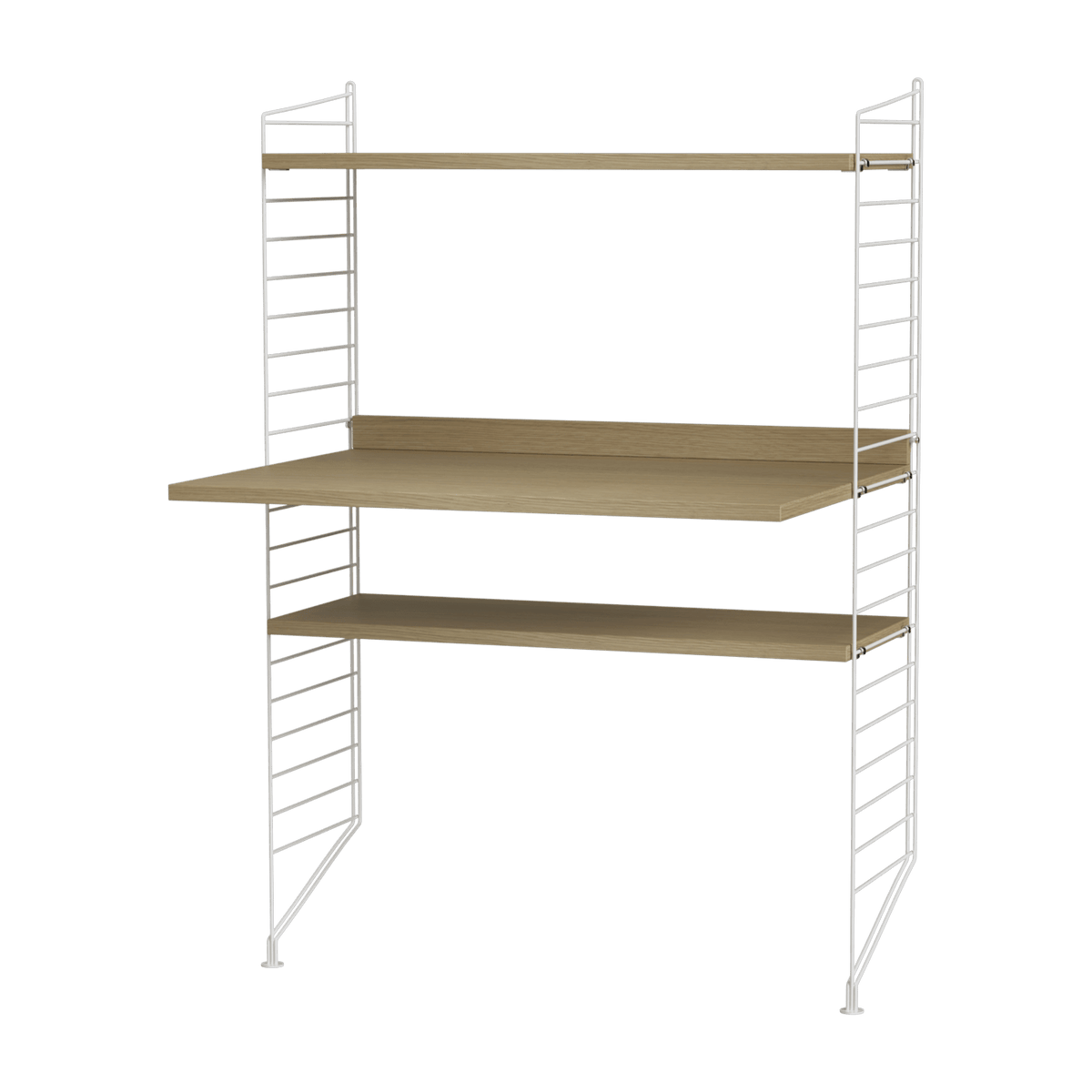 Bureau modulable en chêne et acier blanc 80 x 115 x 58 cm Combinaison H - String furniture - The Cool Republic