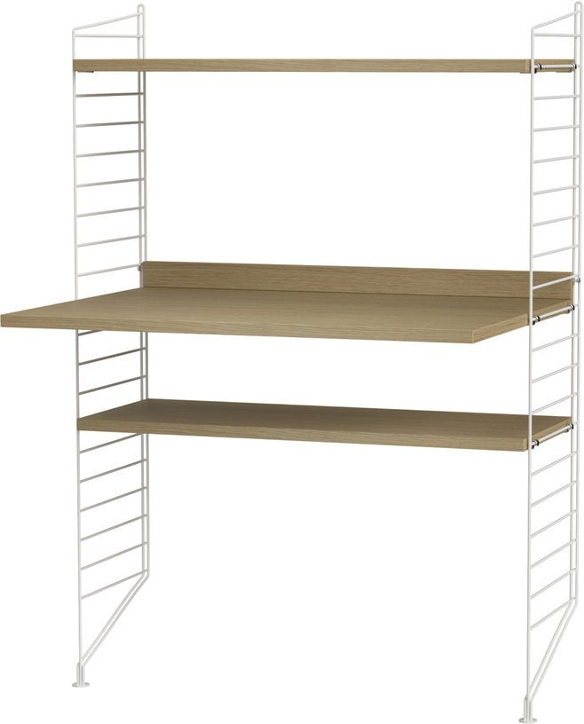 Bureau modulable en chêne et acier blanc 80 x 115 x 58 cm Combinaison H - String furniture - The Cool Republic