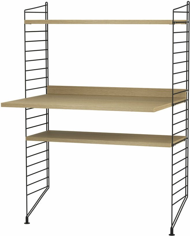 Bureau modulable en chêne et acier noir 80 x 115 x 58 cm Combinaison H - String furniture - The Cool Republic
