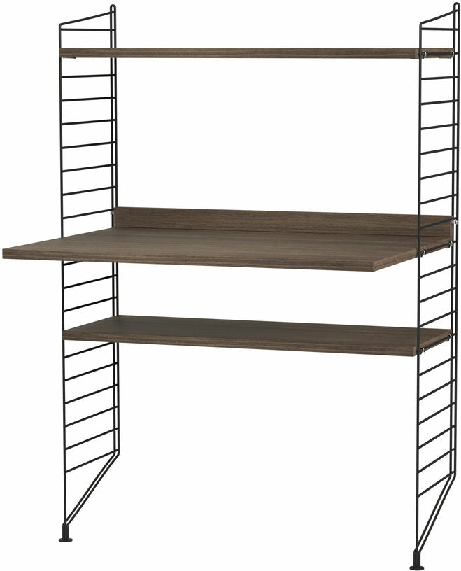 Bureau modulable en noyer et acier noir 80 x 115 x 58 cm Combinaison H - String furniture - The Cool Republic