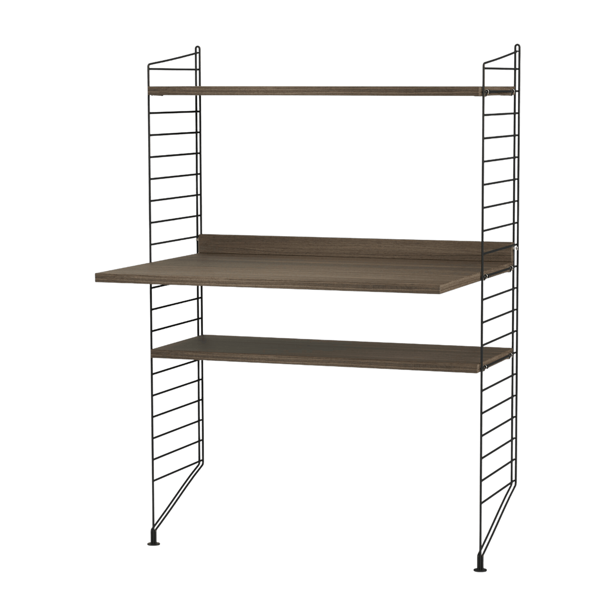 Bureau modulable en noyer et acier noir 80 x 115 x 58 cm Combinaison H - String furniture - The Cool Republic