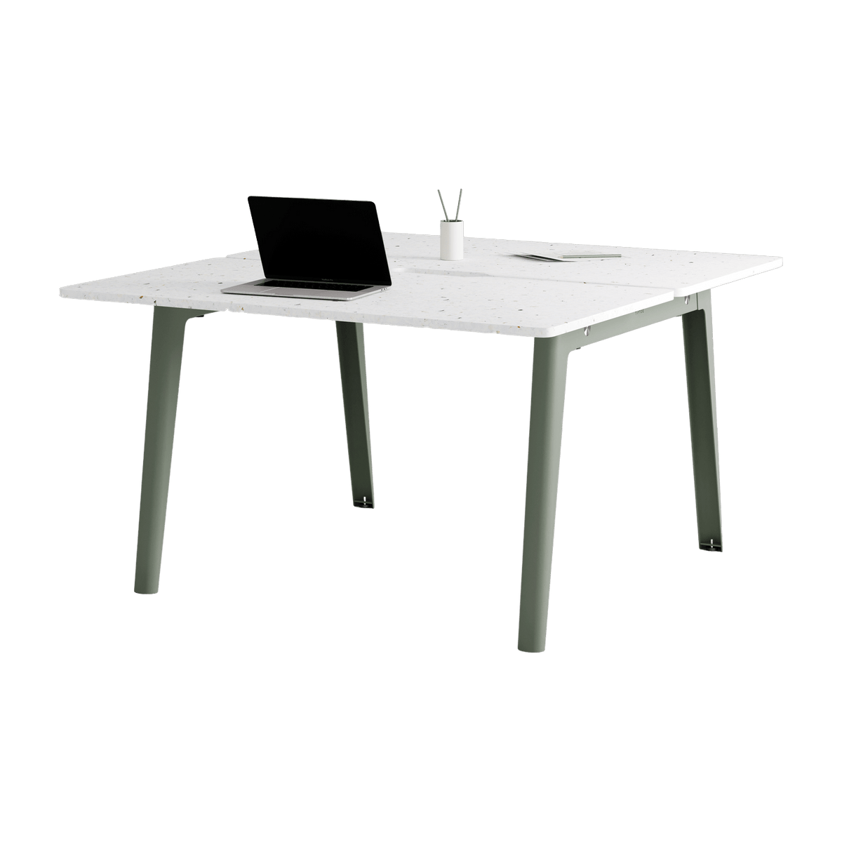 Bureau recycled plastic open-space 130 x 140 cm eucalyptus grey legs New Modern - Tiptoe - The Cool Republic
