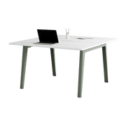 Bureau open-space en plastique recyclé 130 x 140 cm piètements gris eucalyptus New Modern - Tiptoe - The Cool Republic