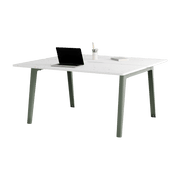 Bureau open-space en plastique recyclé 150 x 140 cm piètements gris eucalyptus New Modern - Tiptoe - The Cool Republic