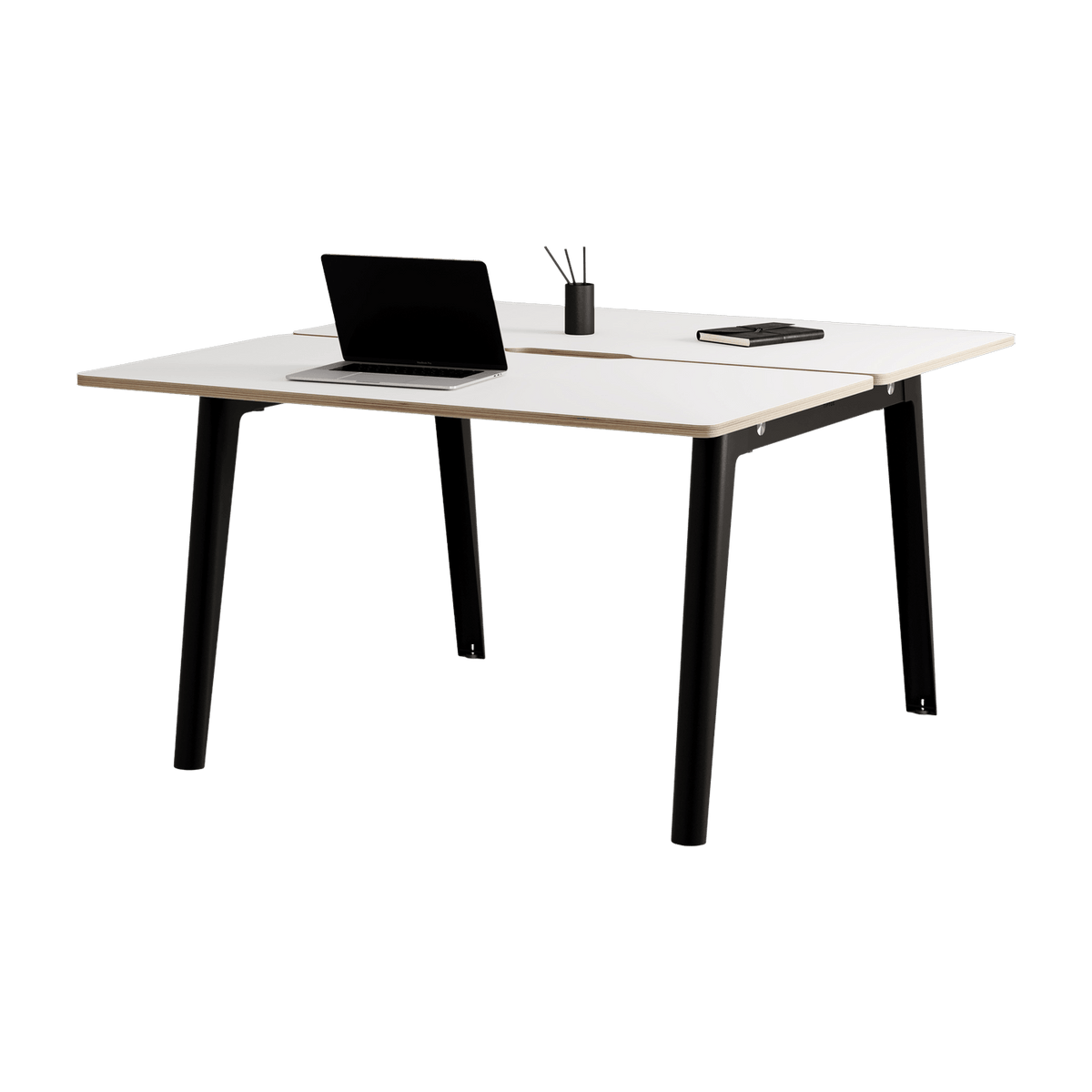 Bureau open-space white laminate 130 x 140 cm black legs New Modern - Tiptoe - The Cool Republic