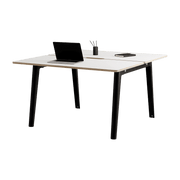Bureau open-space en stratifié blanc 130 x 140 cm piètements noirs New Modern - Tiptoe - The Cool Republic