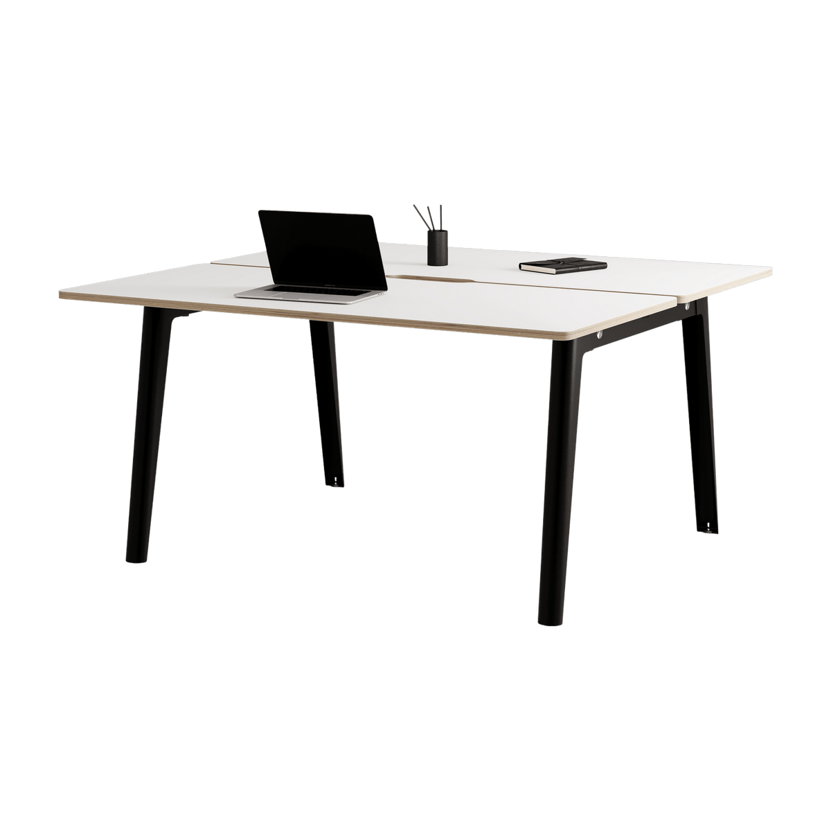 Bureau open-space in white laminate 150 x 140 cm black legs New Modern - Tiptoe - The Cool Republic