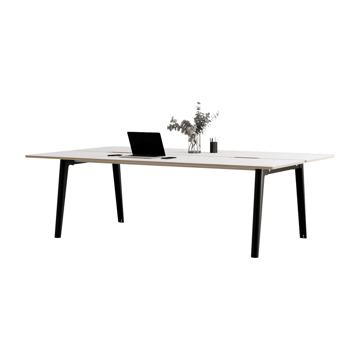 Bureau open-space in white laminate 240 x 140 cm black legs New Modern - Tiptoe - The Cool Republic