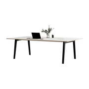 Bureau open-space en stratifié blanc 240 x 140 cm piètements noirs New Modern - Tiptoe - The Cool Republic