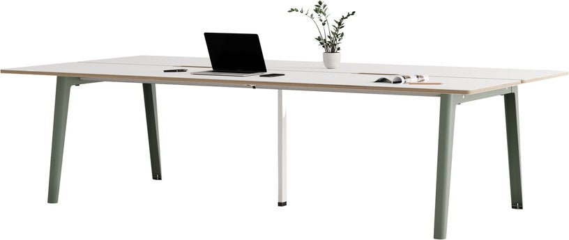 Bureau open - space en stratifié blanc 280 x 140 cm piètements gris et blanc New Modern - Tiptoe - The Cool Republic