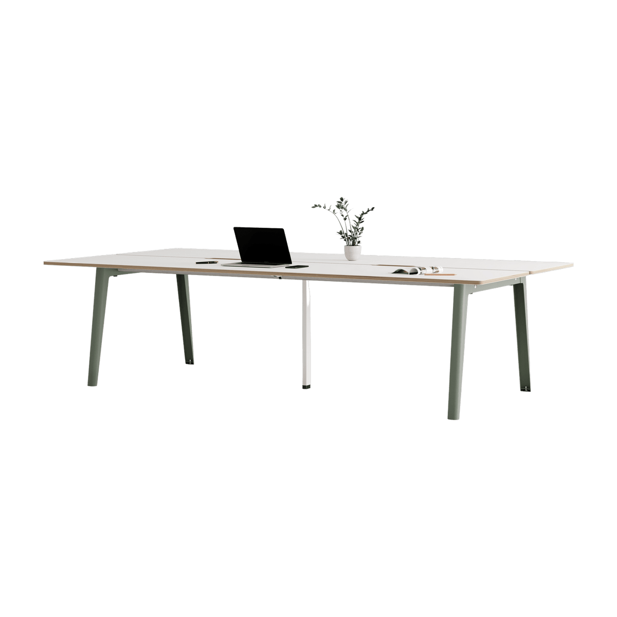Bureau open-space in white laminate 280 x 140 cm grey and white legs New Modern - Tiptoe - The Cool Republic