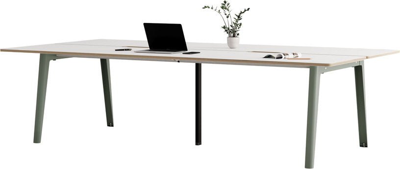 Bureau open - space en stratifié blanc 280 x 140 cm piètements gris et noir New Modern - Tiptoe - The Cool Republic