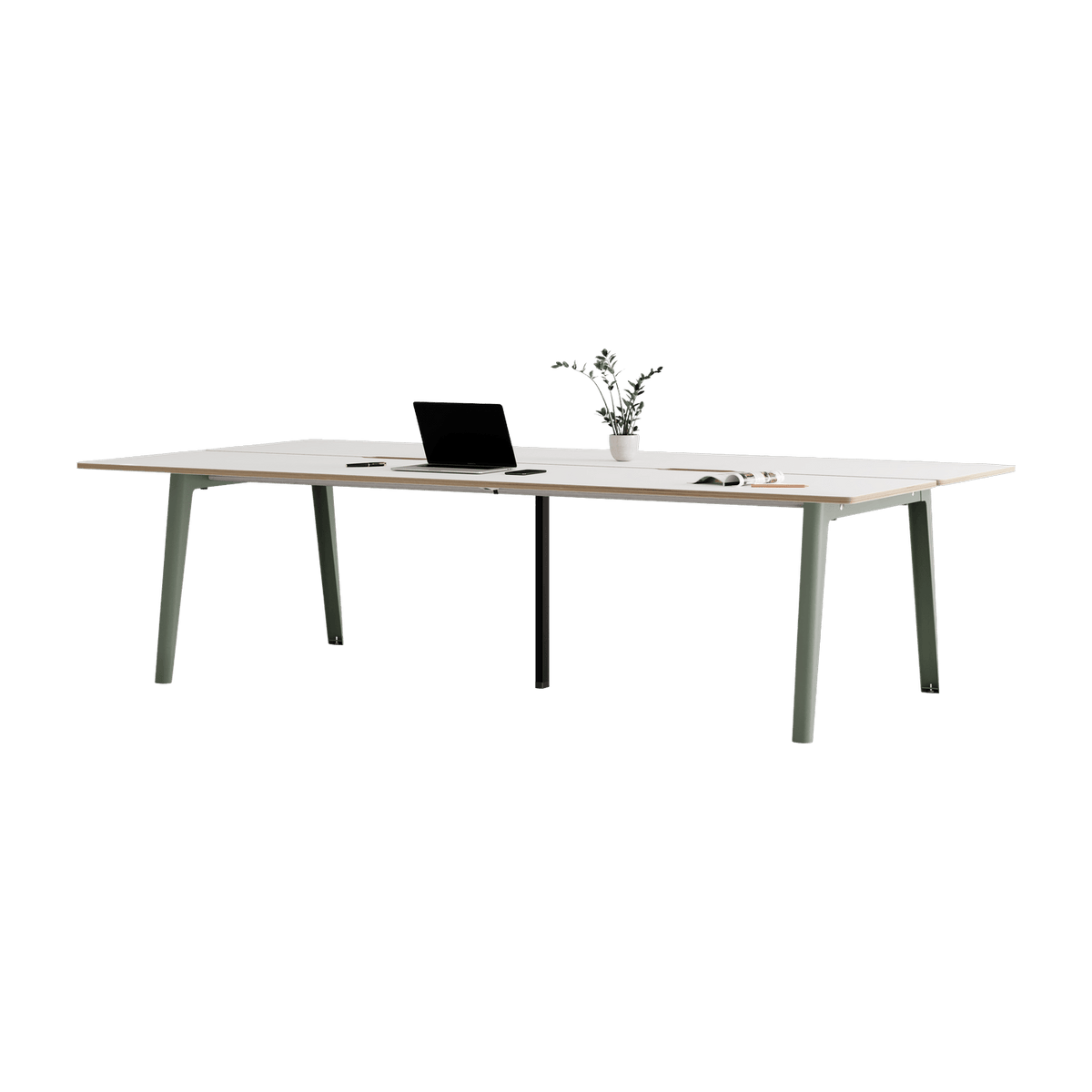 Bureau open-space in white laminate 280 x 140 cm grey and black legs New Modern - Tiptoe - The Cool Republic