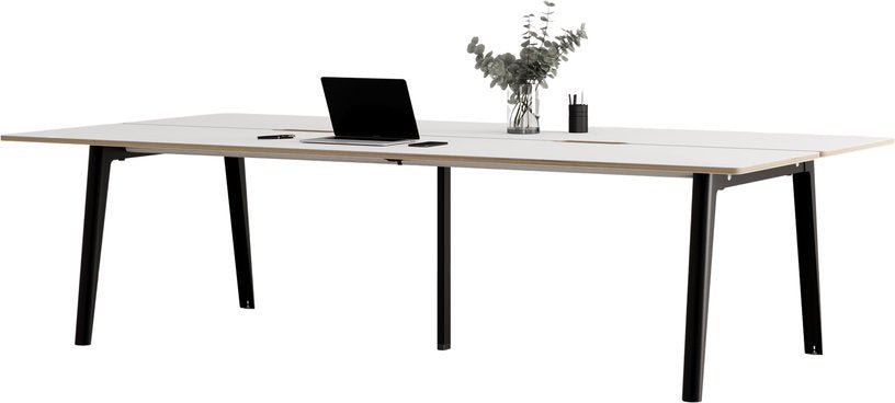 Bureau open - space en stratifié blanc 280 x 140 cm piètements noirs New Modern - Tiptoe - The Cool Republic