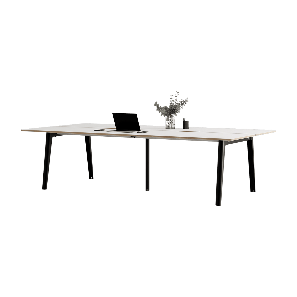 Bureau open-space in white laminate 280 x 140 cm black legs New Modern - Tiptoe - The Cool Republic