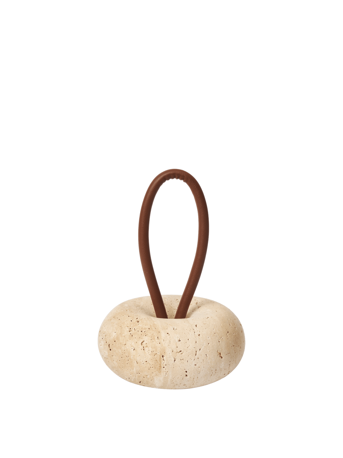 Round door stopper in beige travertine 14 cm Wa - Ferm Living - The Cool Republic