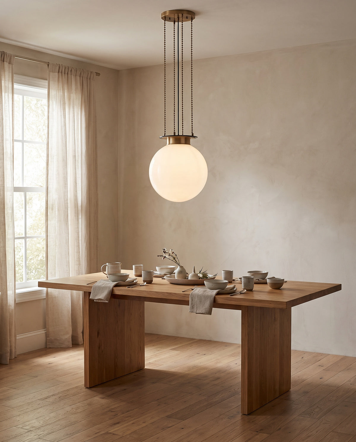 Suspension en laiton laiton vieilli et bronze ancien 43x47cm Gunther - Hudson Valley Lighting en situation