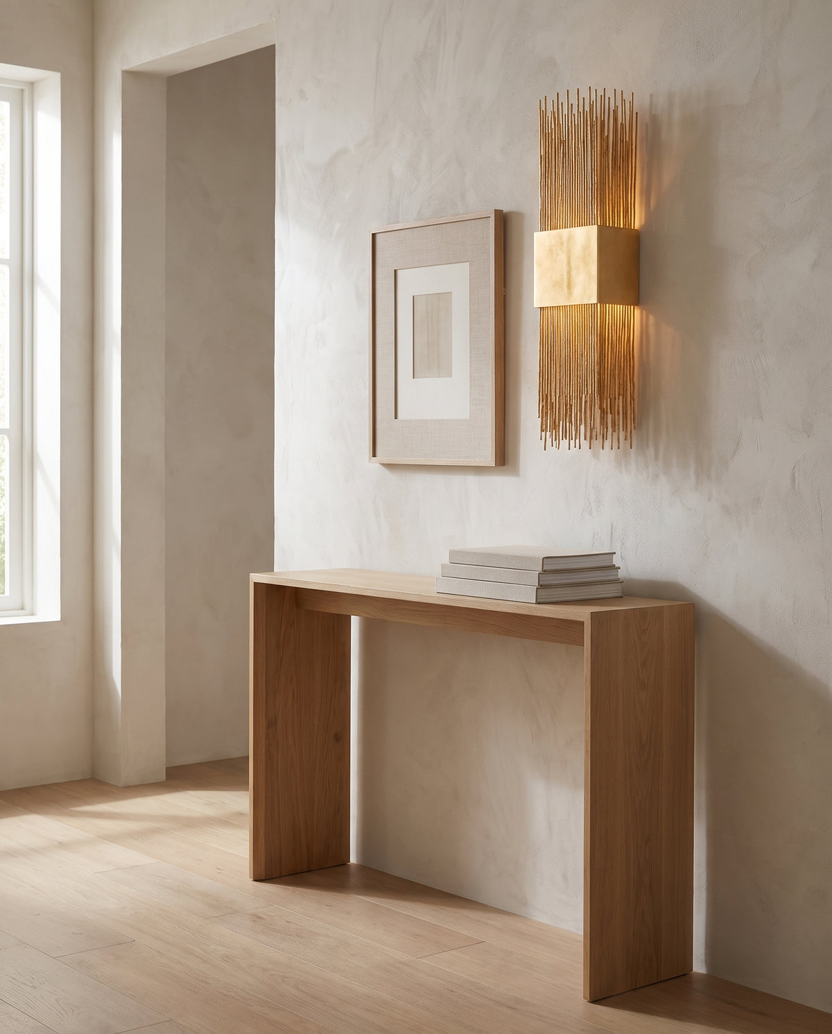 Applique murale en acier feuille d'or ancienne 18x71cm Sabine - Corbett Lighting en situation