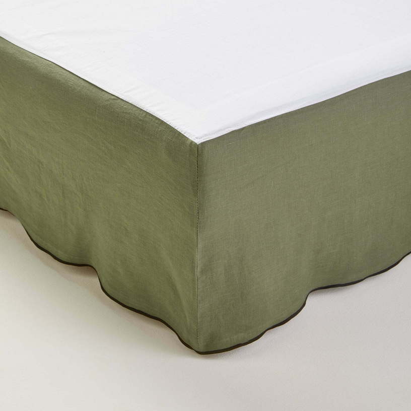 Cache Sommier Kaki Et Bourdon Noir 160 x 20 cm Carlina - Madura - The Cool Republic