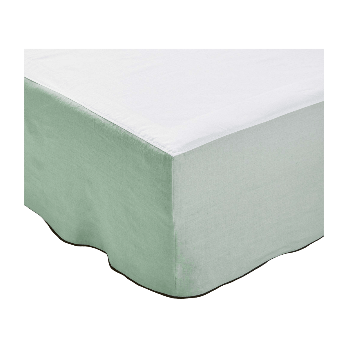 Cache Sommier Vert Amande Et Bourdon Noir 140 x 200 cm Carlina - Madura - The Cool Republic