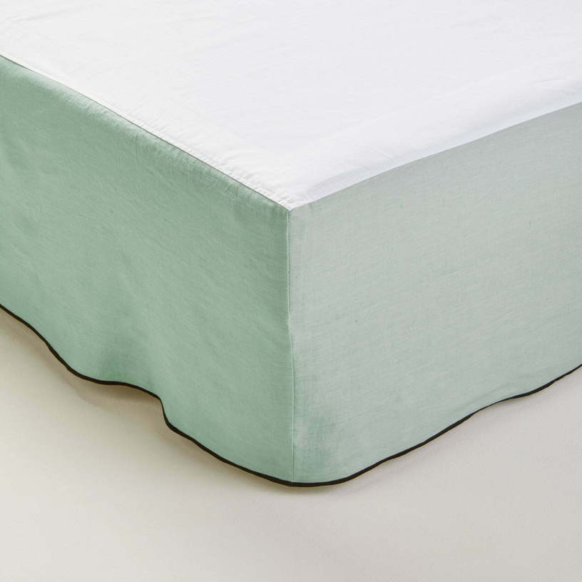 Cache Sommier Vert Amande Et Bourdon Noir 90 x 200 cm Carlina - Madura - The Cool Republic