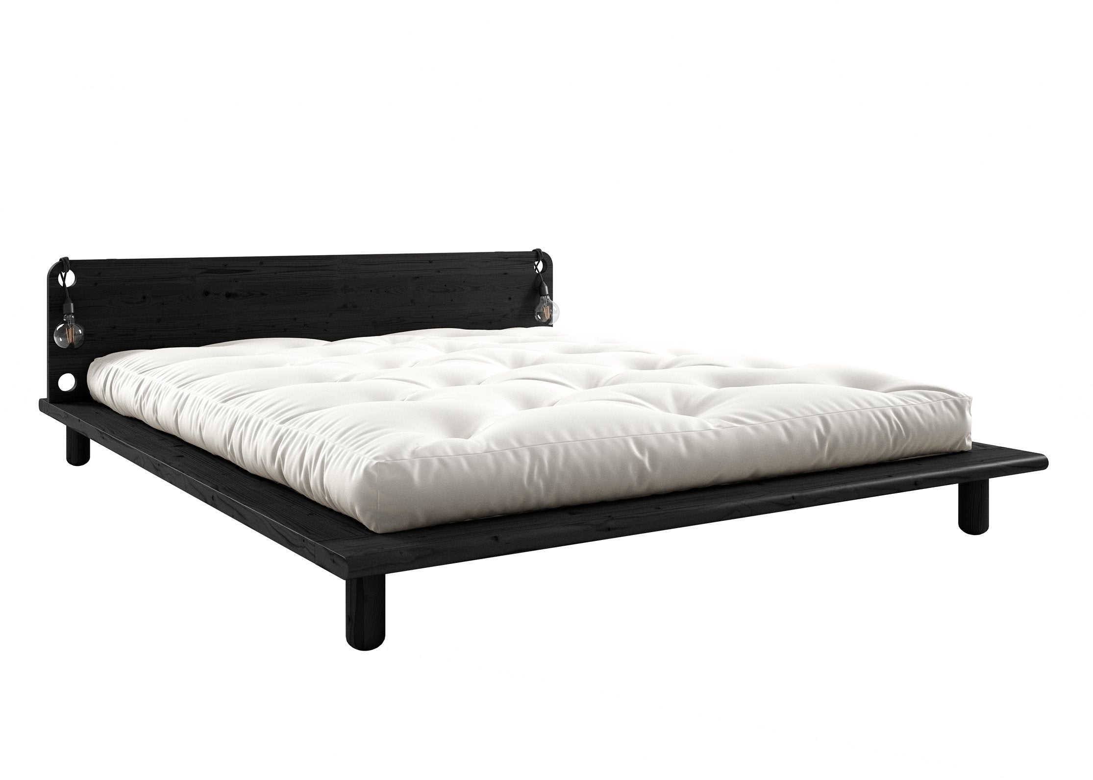 Cadre de lit en bois laqué noir avec lampes de chevet 160x200cm Peek - Karup Design