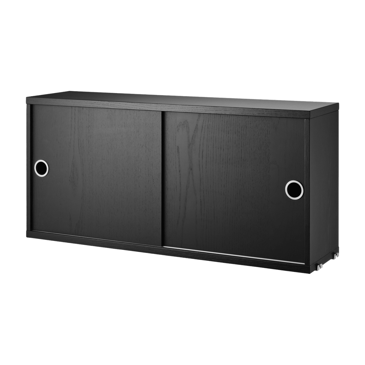 Caisson 2 portes coulissantes en frêne teinté noir 78 x 20 x 37 cm - String furniture - The Cool Republic