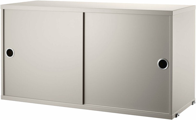 Caisson 2 portes coulissantes en MDF beige 78 x 30 x 42 cm - String furniture - The Cool Republic