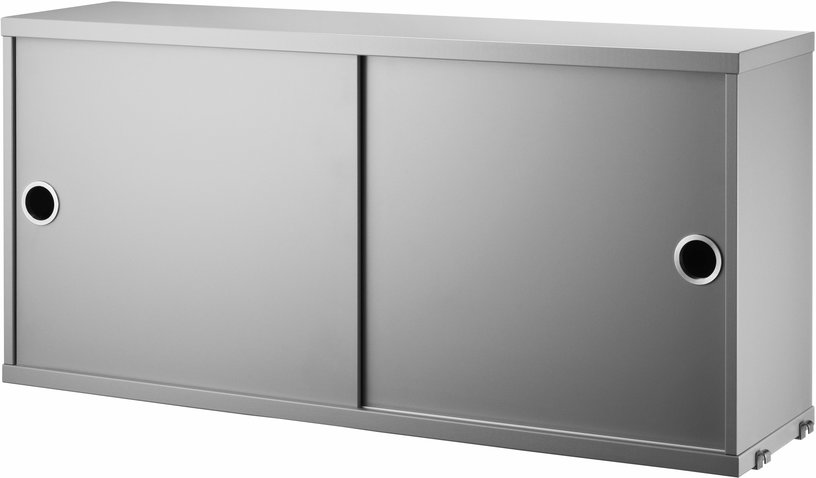 Caisson 2 portes coulissantes en MDF gris 78 x 20 x 37 cm - String furniture - The Cool Republic
