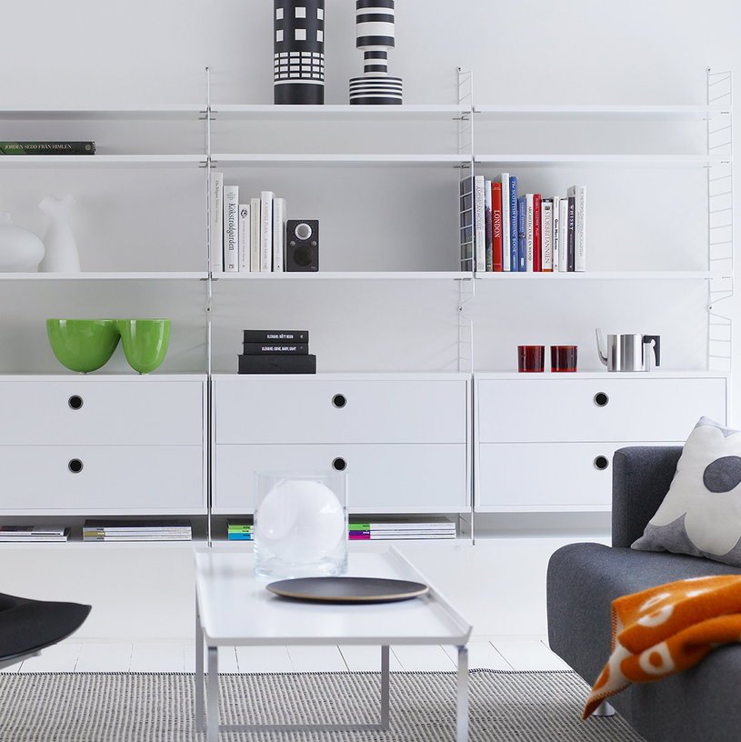 Caisson 2 tiroirs en bois blanc 78 x 30 x 42 cm - String furniture - The Cool Republic