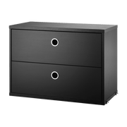Caisson 2 tiroirs en frêne teinté noir l58 cm - String furniture - The Cool Republic