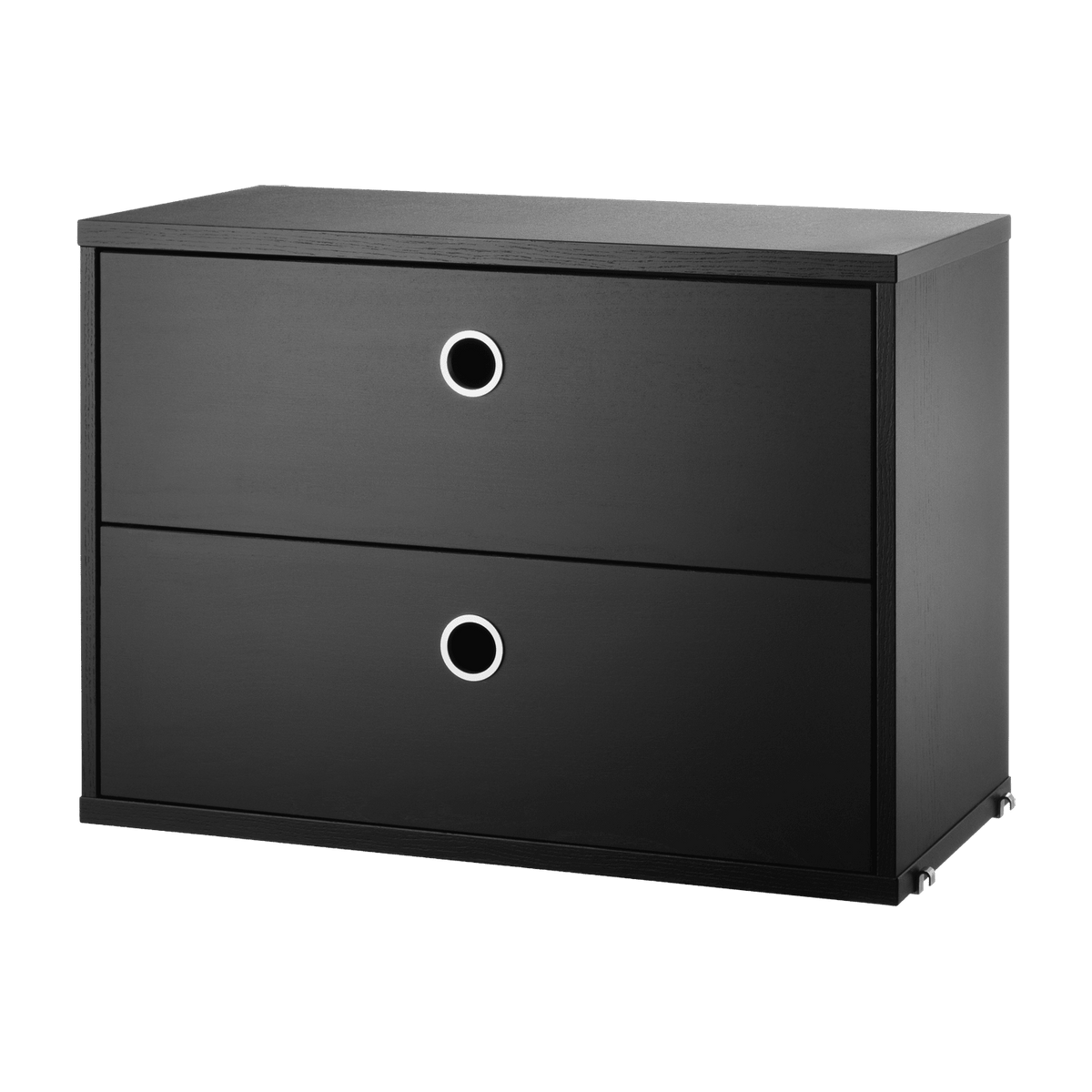 Caisson 2 tiroirs en frêne teinté noir l58 cm - String furniture - The Cool Republic