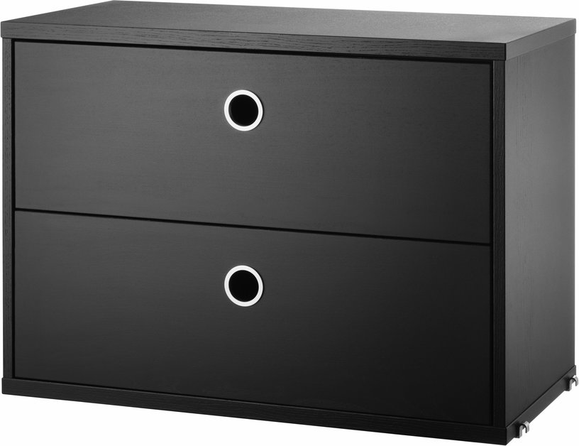 Caisson 2 tiroirs en frêne teinté noir l58 cm - String furniture - The Cool Republic