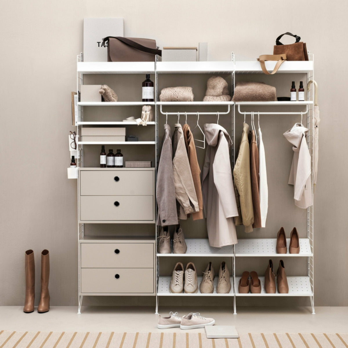 Caisson 2 tiroirs en MDF beige l58 cm - String furniture - The Cool Republic