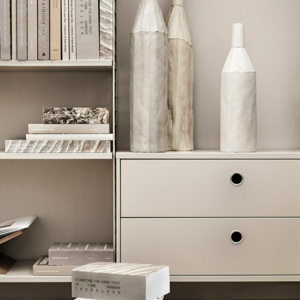 Caisson 2 tiroirs en MDF beige l78 cm - String furniture - The Cool Republic