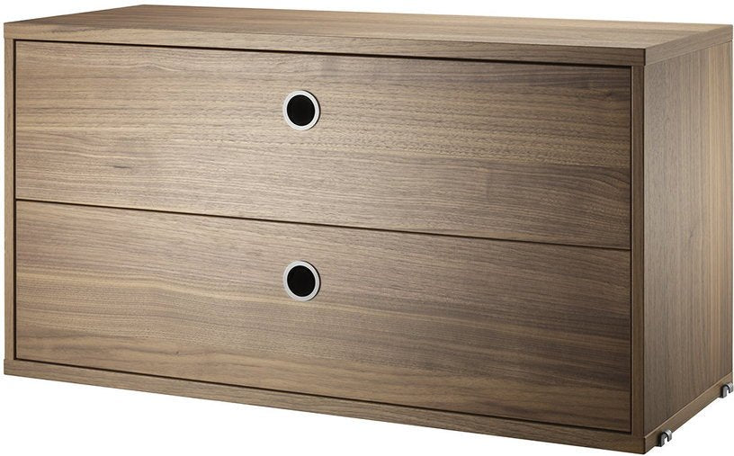 Caisson 2 tiroirs en noyer 78 x 30 x 42 cm - String furniture - The Cool Republic