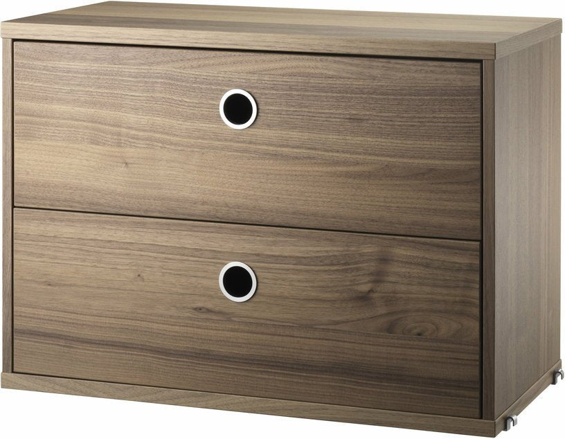 Caisson 2 tiroirs en noyer l58 cm - String furniture - The Cool Republic