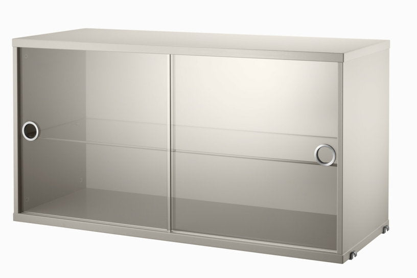 Caisson en MDF beige avec 2 portes vitrées - String furniture - The Cool Republic