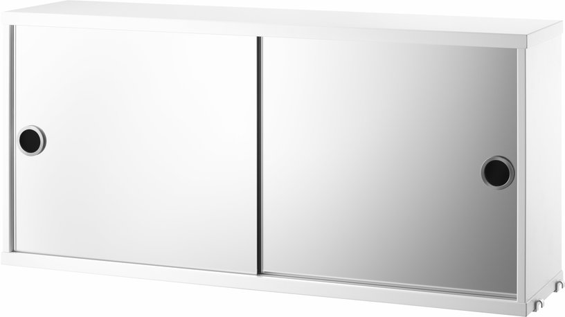 Caisson en mdf blanc et deux portes miroirs 78 x 30 x 37 cm - String furniture - The Cool Republic