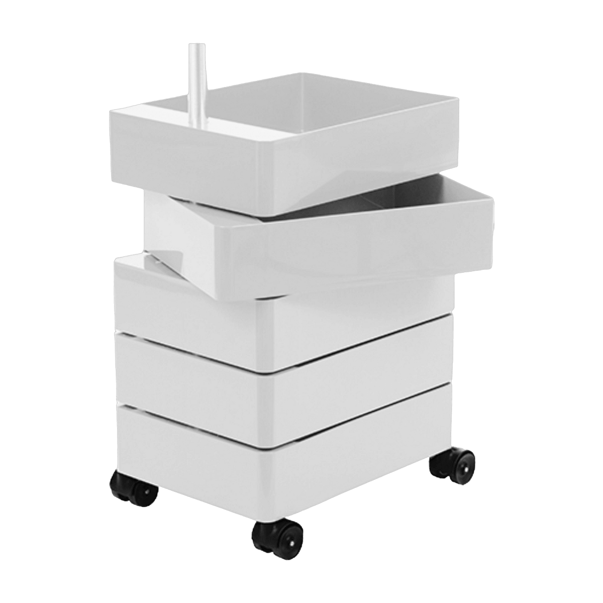 Caisson sur roulettes 5 tiroirs gris avec roues noires 360° Container - Magis - The Cool Republic