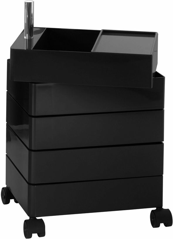 Caisson sur roulettes 5 tiroirs noir 360° Container - Magis - The Cool Republic