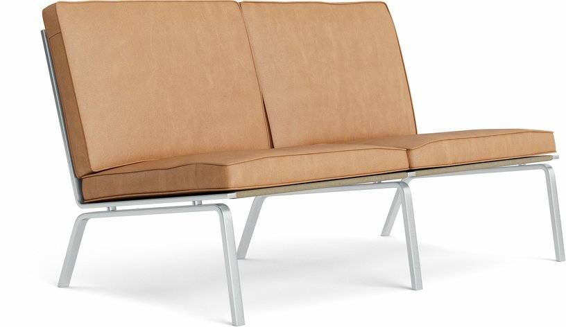 Canapé 2 places en acier et cuir camel Man - NORR11 - The Cool Republic