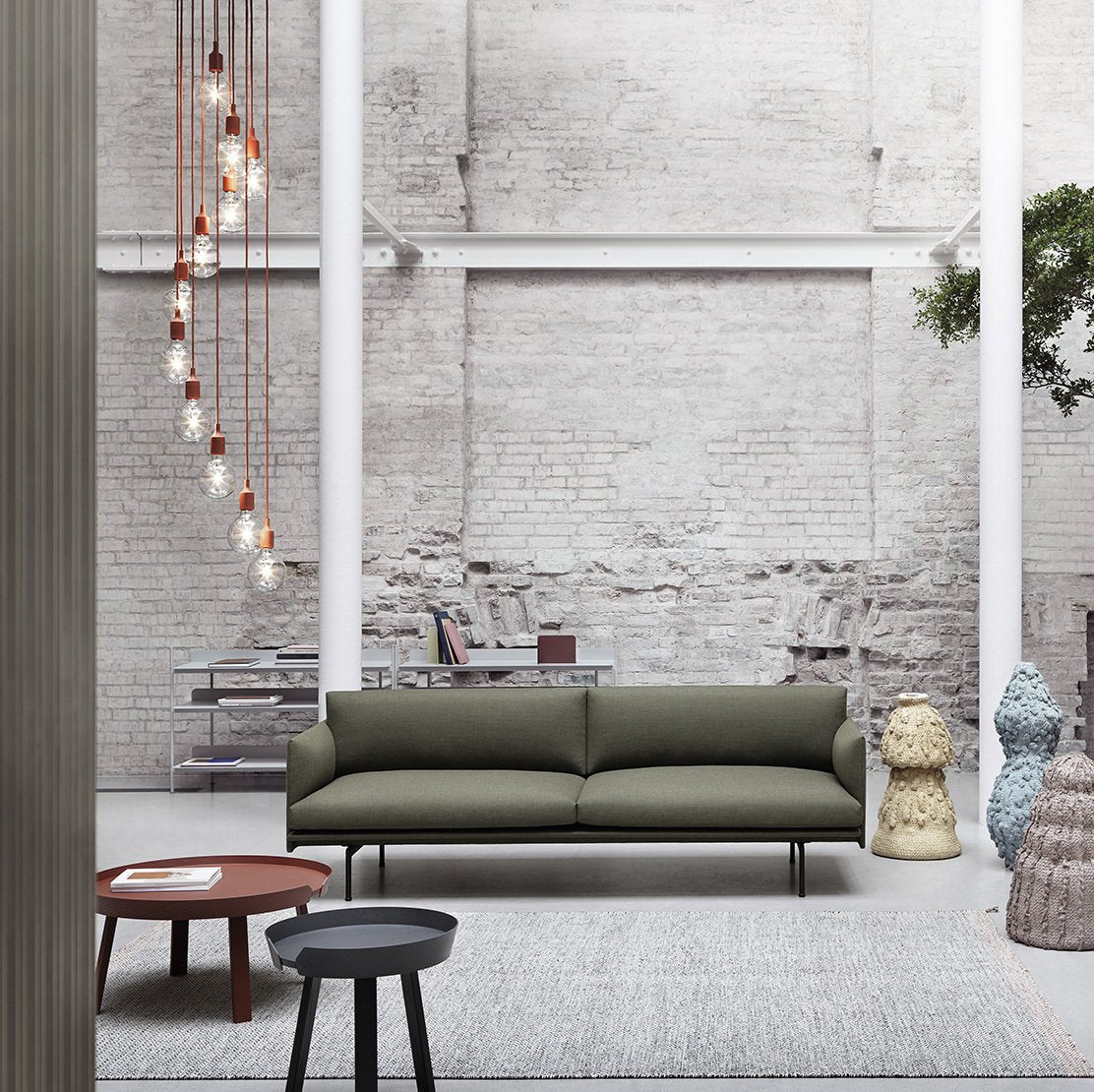 Canapé 2 places en cuir noir Outline - Muuto - The Cool Republic