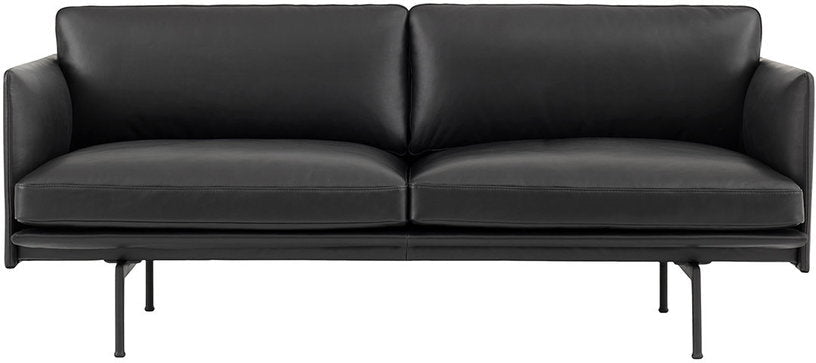 Canapé 2 places en cuir noir Outline - Muuto - The Cool Republic
