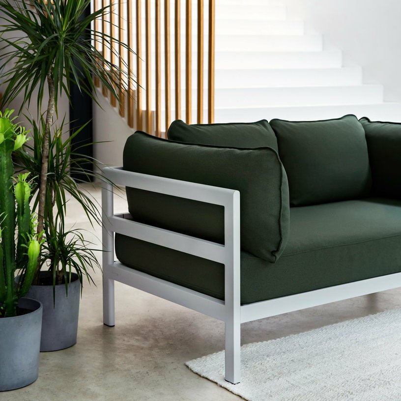 Canapé 2 places en métal gris austral et tissu vert Easy - Tiptoe - The Cool Republic