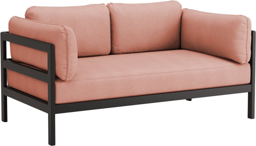 Canapé 2 places en métal noir et tissu rose chiné Easy - Tiptoe - The Cool Republic