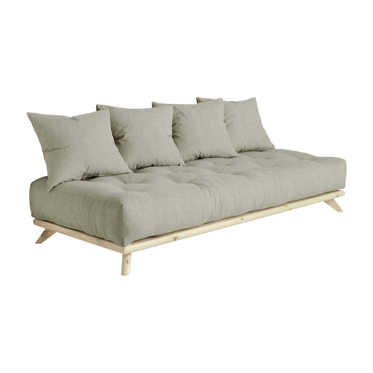 Canapé 2 places en pin et matelas lin 200x90cm Senza - Karup Design - The Cool Republic